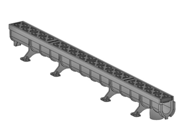 T250-PB-BO 2" HDPE Channel w/ Two 24" Grates